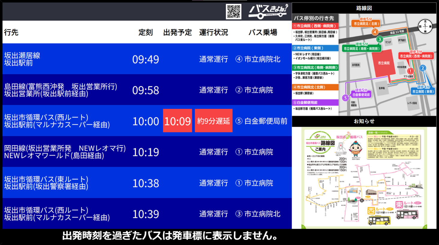 坂出市立病院での表示イメージ（壁掛け方式）